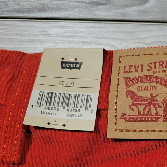 Levis 94’ Baggy Mid Rise Sz 24 - 34 Straight Leg Corduroy Dad Jeans Blood Orange - Picture 6 of 12